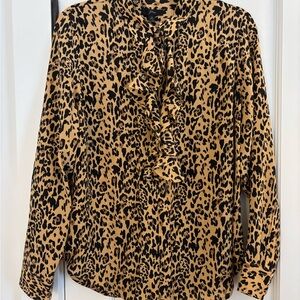 J. Crew Animal Print Ruffle Blouse